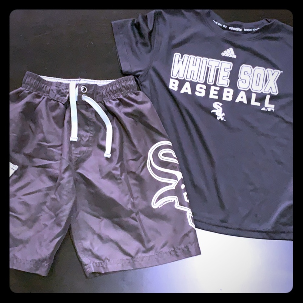 White Sox swimming shorts/ adidas white Sox shirt